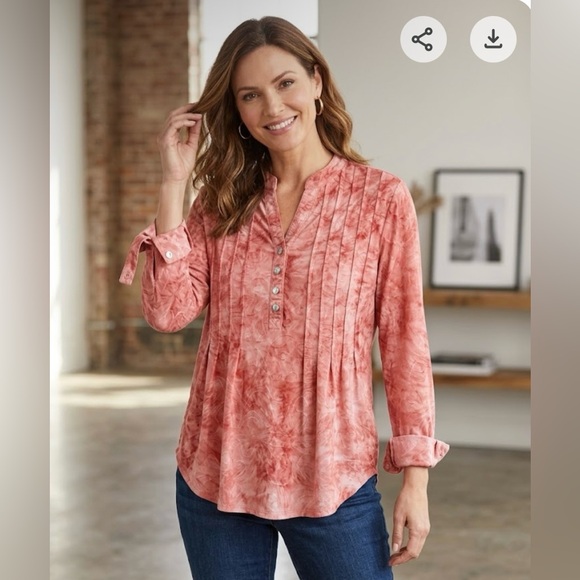 Westport Tops - Westport Coral Tie-Dye Blouse